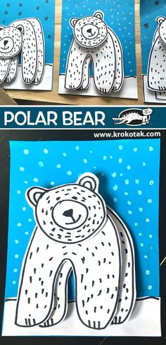 the polar bear card has been cut into pieces