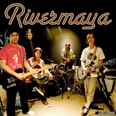 the band riesmaya is playing their instruments in front of a sign that says riesmaja