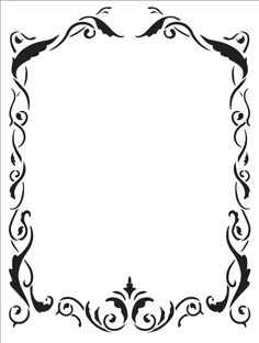 an ornate frame with swirls and scrolls on the edges, in black against a white background