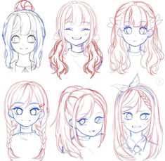 Girl Hair Drawing, Bahasa Jepun, Pelo Anime, Drawing Hair Tutorial, Manga Hair, Drawing Hair, Seni Dan Kraf, Hair Sketch, 캐릭터 드로잉