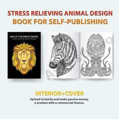 Stress Relieving Animal Design | Coloring BOOK for SELF-PUBLISHING kdp [Interior+ 2 Cover Bonus] with Commercial License Kdp Niches, Kdp Journals, Kdp Books, Kdp Publishing, Kdp Low Content, Kdp Interior, Designs Coloring Books, Affinity Photo, Amazon Kdp