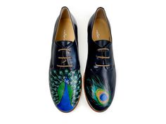 Product details: Soft elegant leather Peacock design with waterproof paints Handmade in Italy Hand-painted in the US These shoes are uniquely made for you; every time you look, they have a different story to tell. Women shoes size chart Fantasy Shoes, Italy Women, Waterproof Paint, Men's Wedding Shoes, Italian Leather Shoes, Chukka Boot, Peacock Design, Pumps Flat, Shoe Size Chart