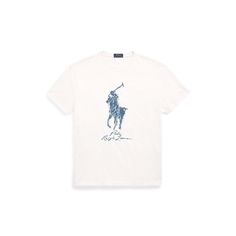 In soft cotton jersey this T-shirt features a painterly interpretation of our iconic Big Pony at the front. Ralph Lauren Relaxed Fit Summer T-shirt, Ralph Lauren White T-shirt With Graphic Print, Ralph Lauren Summer T-shirt With Short Sleeves, Ralph Lauren Short Sleeve Logo T-shirt, Ralph Lauren Graphic Tee With Graphic Print, Ralph Lauren Graphic Print Tee, Casual Ralph Lauren T-shirt For Spring, Ralph Lauren Casual Spring T-shirt, Ralph Lauren Graphic T-shirt