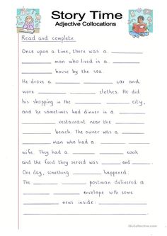 the story time worksheet for children to learn how to read and understand what they are