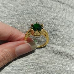 Beautiful 14k Yellow Gold Filled Gemstone Hand Made Ring. No Stamp Sz 9. This Ring Is Stunning. Top Gemstone Set In A Filigree Crown With White Sapphire Gemstones All The Way Around. Gold Cubic Zirconia Emerald Birthstone Ring, Gold Emerald Ring With Cubic Zirconia Birthstone, Gold Crystal Ring With Round Cut And Accent Stones, Formal Gold Emerald Birthstone Ring, Formal Gold Emerald Crystal Ring, Gold Emerald Ring With Prong Setting Gift, Emerald Ring With Cubic Zirconia Center Stone, Gold Emerald Birthstone Ring With Center Stone, Gold Emerald Ring With Round Center Stone