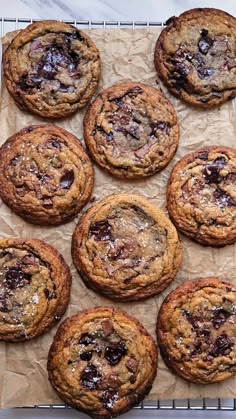 chocolate chip cookies on a baking sheet ready to be eaten