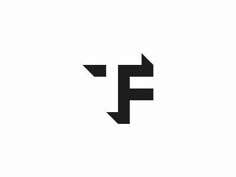 the letter f is made up of two arrows, one black and white with an arrow pointing