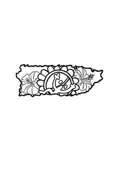 a black and white drawing of a flower border