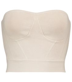 This pale beige Nour bustier from RtA is made from the label's signature RTA SKIN stretch-cotton knit to provide a streamlined silhouette. A versatile wardrobe staple, it has molded cups and features the label logo at the back. For a top-to-toe tonal look, wear yours with the matching Sibille leggings. Fitted Beige Tops With Built-in Bra, Fitted Bandeau Elastane Crop Top, Solid Fitted Cropped Tube Top, Fitted Cropped Tube Top, Fitted Solid Tops With Removable Bra Pads, Fitted Bra-friendly Bandeau Top, Fitted Tops With Removable Bra Pads, Fitted Ribbed Strapless Top, Ribbed Fitted Strapless Tops