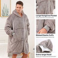 Wearable Blanket Hoodie Fleece Sherpa Snuggie Blanket for Adults Cozy Overside Hooded Blanket Anjee | Anjee Wearable Blanket Polyester | 11.4" W X 14" L | Wayfair Snuggie Blanket, Blanket Hoodie, Wearable Blanket, Hooded Blanket, Christmas Wishlist, Multi Color, Decorative Pillows, Cookware, Christmas