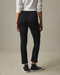 No-BS High-Rise Kick Flare Pant - Super Black Relaxed Fit Yoga Bottoms With 5-inch Inseam, Versatile Comfort Stretch Bottoms With Straight Hem, Versatile Bottoms With Comfort Stretch And Straight Hem, Casual High Stretch Wide Leg Leggings, Casual High-stretch Bottoms With Comfort Waistband, Casual High Stretch Bottoms With Comfort Waistband, Casual High Stretch Straight Leg Bottoms, Casual Elastane Bottoms With Pull-on Style, Casual Stretch Pull-on Yoga Pants