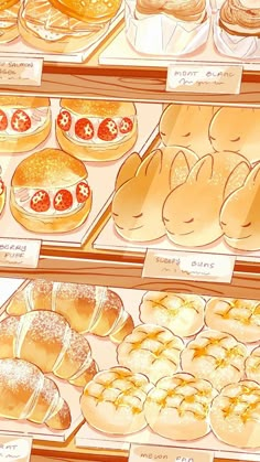 there are many different types of breads on display