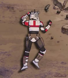 an animated character standing in the dirt