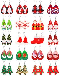 PRICES MAY VARY. 🎅🎅【Christmas Themed Earring Set】🎅🎅In the package,you will receive 20 pairs Xmas leather earrings in different Christmas styles in different shape. These handmade lightweight leather earrings which full of Christmas elements,like snowflake,snowman,elk,candy,trees,Santa Claus,boots,Christmas Hat,20 pairs fashion leather earrings,different choice for your different needs and different occasions,festival elements can match your different Christmas outfits well, can add Christmas Candles Candy, Christmas Earrings Handmade, New Year Party Decorations, Xmas Earrings, Candy Trees, Christmas Styles, Snowflake Snowman, Christmas Tree Snowflake, New Year's Party Decorations