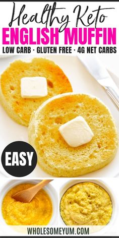 Gluten-Free Low Carb Keto English Muffin Recipe Keto English Muffin, English Muffin Recipe, Low Sugar Diet Recipes, Low Carb Low Fat Recipes, Low Fat Low Carb, Best Low Carb Recipes