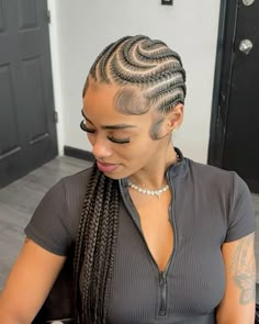 @kayybe.stylin Cornrows Design Braids For Black Women, Colored Cornrows, Fulani Braids Designs, Feed In Braids Designs, Feed In Braids Cornrows, Cornrows Natural, Hair Braid Designs, Cornrow Braid Styles, Cornrows Natural Hair