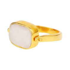 White Moonstone Spinner Gold Plated Brass Ring For Women | BuDhaGirl Mystical Cabochon Rings As A Gift, Spiritual Gold Moonstone Cabochon Ring, Mystical Yellow Gold Rings For Gifts, Spiritual Stackable Moonstone Jewelry, Gold Mystical Moonstone Ring Gift, Mystical Gold Moonstone Ring Gift, Gold Moonstone Ring For Gift In Mystical Style, Adjustable Stackable Moonstone Ring Spiritual, Spiritual Moonstone Ring As Gift