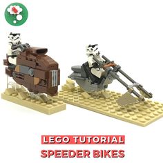 two legos that are sitting on top of each other with the words lego tutor speed bikes