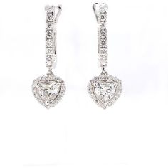 Ninacci 14K White Gold Halo Dangling Earrings with 3-Prong Set Heart Shape Diamonds - 1.22 Carat Total Diamond Weight Valentine's Day Round Cut Prong Set Earrings, Fine Jewelry Heart Dangle Earrings For Anniversary, Fine Jewelry Heart Cut Brilliant Earrings, Heart Cut Prong Setting Fine Jewelry Earrings, Diamond White Round Cut Earrings For Valentine's Day, Heart Cut Diamond Earrings With Prong Setting, Elegant Heart Pendant Earrings For Anniversary, Valentine's Day Round Cut Diamond Earrings With Prong Setting, Valentine's Day Heart Cut Diamond Earrings With Prong Setting