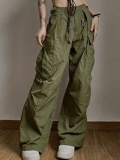 Vintage Y2K Baggy Cargo Pants by MomyMall Y2k Baggy Cargo Pants, Punk Fabric, Cargo Pants Green, Baggy Outfit Ideas, Cargo Hose, Street Y2k, Baggy Cargo Pants, Pants Green, Early Spring Outfits