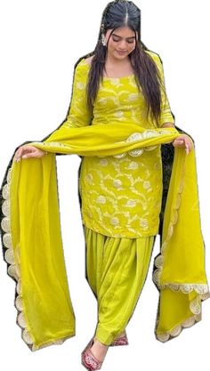 Suit Punjabi Patiala, Punjabi Patiala Suit, Suit Dupatta, Suit Punjabi, Patiala Suit, Georgette Dupatta, Silk Kurta, Suit For Women, Girls Wear