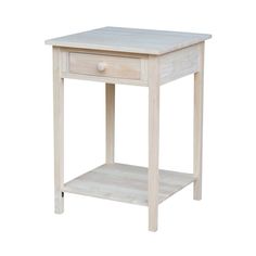 a small wooden table with one drawer