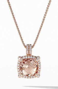 David Yurman Chatelaine Pave Bezel Pendant Necklace with Morganite and Diamonds in 18K Rose Gold Akoya Pearl Earrings, Rose Gold Fashion, Charm Choker Necklace, Rose Gold Morganite, Morganite Diamond, Bezel Pendant, Diamond Drops, Rose Gold Jewelry, Diamond Pendant Necklace