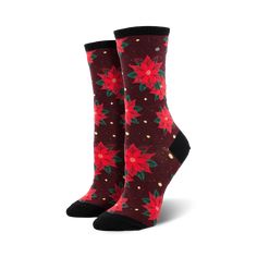 Poinsettia Womens Poinsettia Crew Socks | Sockologie Fabric Outfits, Christmas Office Party, Quirky Girl, Sock Lovers, Sock Collection, Have A Holly Jolly Christmas, Dashing Through The Snow, Traditional Christmas Decorations, Christmas Sock