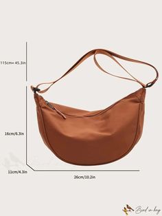 BirdinBag - Sleek Hobo Handbag - Embrace Minimalist Style Hobo Handbag, Brown Bag, Plain Style, Brown Bags, Hobo Handbags, Style Minimalist, Minimalist Style, Bag Straps, Hobo Bag