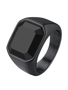 PRICES MAY VARY. 【Customizable Design】Personalize your rings with your own words engraved on the inner band or two sides, making it a truly unique piece of jewelry. 【Stylish and Versatile】The black onyx stone coupled with the square agate signet design creates a bold and modern look suitable for both men and women. 【Superior Quality】Crafted with a stainless steel band and available in gold, black, or silver finish options, ensuring long-lasting durability and a luxurious appearance. 【Perfect Gif Black Diamond Rings For Women, Mans Ring, Signet Ring For Men, Valentine Gift For Him, Black Diamond Rings, Diamond Rings For Women, Mens Pinky Ring, Rings Oval, Ring Square