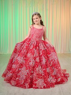 Your sweet girl will look like a fairy-tale Princess in this glitter floral applique long sleeveless bell sleeve dress with an A-line skirt by Tiffany Princess 13757. Scoop neckline with spaghetti straps, heat-set stone bodice with floral glitter tulle, multi layers of tulle and glitter floral ball gown skirt. Lace-up back and sweep train. With matching sleeves. This princess gown matches with LIZLUO QUINCE 26084. Girls Bell Sleeve A-line Gown by Tiffany Princess 13757 House of Wu Tiffany Princess Collection Fall 2024 Style Number: 13757 Fabric: Rhinestone Stone, Floral Glitter Tulle Please note: There may be a loss of glitter while wearing this dress due to the nature of the fabric Colors: Red/AB, Sky/AB, Teal/AB Sizes: 2, 4, 6, 8, 10, 12, 14, 16 Occasions: Pageant, Flower Girl, Mini Quin Christmas Princess Dress With Sequins For Dress-up, Dama Dresses Quinceanera, Christmas Dress For Girls 10-12, Floral Ball Gown, Ivory Bridesmaid Dresses, Military Ball Dresses, Gown Skirt, Girls Formal Dresses, Formal Wear Dresses