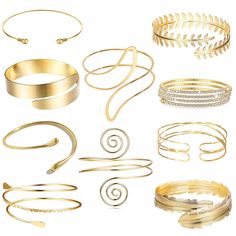 PRICES MAY VARY. ARM CUFFS FOR WOMEN: One order includes 10pcs gold arm cuffs, laurel leaf bracelet, feather arm cuff, wide band cuff, goth cuff bracelet, spiral tennise rhinestone bracelet, wire arm bracelet, swirl arm cuff, minimalist upper arm bangles and gold open arm cuff etc. There are total have 10 different styles of gold arm band, which are enough to meet your various daily outfits GOLD ARM JEWELRY: These upper arm bracelets are made of quality copper with 18K gold plated, great workman Gold Arm Jewelry, Gold Arm Bracelet, Gold Arm Bands, Arm Cuff Outfit, Arm Jewelry Gold, Upper Arm Bracelets, Arms Accessories, Arm Band Jewelry, Arm Cuff Jewelry