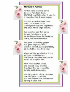 mother's poem with pink roses on it