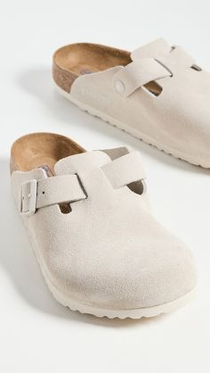 Birkenstock Boston Soft Footbed Clogs | Shopbop White Birkenstock Clogs, Cute Clogs, Berken Stocks Shoes, Clogs Aesthetic, Birk Clogs, Cute Work Shoes, Birkenstocks Clogs, Birkenstock Boston Soft Footbed, Boston Soft Footbed