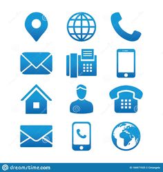 blue icons set on white background stock photo - image 3498742