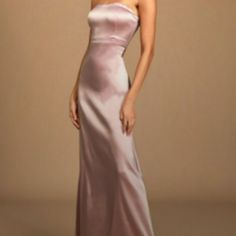 "These Are The Nights Mauve Pink Satin Strapless Maxi Dress! Sleek Stretch-Woven Satin Shapes This Gorgeous Dress That Has A Strapless Sweetheart Neckline (With No-Slip Strips) And A Princess-Seamed Bodice (With Hidden Boning At Back). A High Banded Waist Sits Atop A Flowy A-Line Maxi Skirt. Hidden Back Zipper/Clasp. Fully Lined. Self: 95% Polyester, 5% Spandex. Lining: 100% Polyester. Hand Wash Cold. Imported. Style 911662 Pink Silk Strapless Dress, Satin Pink Strapless Dress, Elegant Pink Strapless Dress In Satin, Pink Satin Strapless Dress With Sweetheart Neckline, Feminine Strapless Pink Maxi Dress, Black Strapless Midi Dress, Bridal Maxi Dress, Lulus Maxi Dress, Cream Maxi Dress