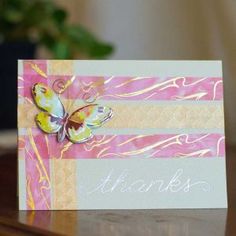 a thank card with a butterfly on it