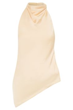 Elevate your everyday.Introducing the SERAPHINE Satin Halter Top, a vision of elegance and allure. Crafted to perfection, this top features a stunning halter neckline adorned with a graceful cowl detail, adding a touch of sophistication to your look. The low back design exudes understated glamour, while the asymmetrical hemline adds a modern twist. Complete with a delicate button closure at the neckline, it ensures a secure and stylish fit. Lined for comfort and coverage, this top promises a lux Fitted Cowl Neck Tank Top For Summer, Spring Silk Tops With Cowl Neck, Summer Party Cowl Neck Tank Top, Summer Party Tank Top With Cowl Neck, Elegant Stretch Halter Top With High Neck, Elegant Stretch High Neck Halter Top, Chic Cowl Neck Halter Top, Fitted Cowl Neck Tank Top For Party, Elegant High Neck Halter Top For Summer