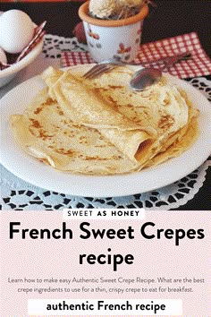 french sweet crepes recipe on a white plate