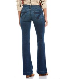 7 For All Mankind Jeans With Long Inseam #dillardsstylepartner Flare Jeans Outfit Winter, Wide Leg Flare Jeans, Flare Jeans Outfit, Nfr Fashion, Jeans Outfit Winter, Southern Outfits, Blue Flare Jeans, Western Wear Outfits, Cute Country Outfits