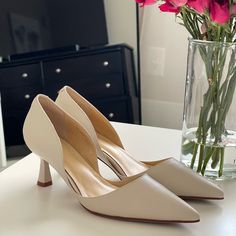 Brand New Ivory Dress Shoes, Size 7.5, Never Been Worn. Heel Is About 2” Tall, Feminine Beige Heels For Office, Off White Elegant Heels For Evening, Elegant Off White Heels For Party, Elegant Off White Evening Heels, Elegant Off White Party Heels, Feminine Beige Office Heels, Off White Closed Toe Heels For Formal Occasions, Chic Off White Heels For Formal Occasions, Elegant Off White Heels For Spring