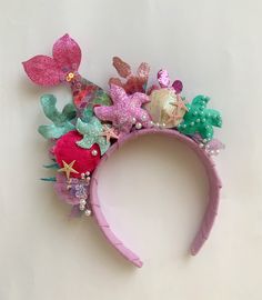 Shiny mermaid crown headband for toddler girl or adult.  This beautiful headpiece is maid with felt, shiny glitter fabric and sequins. Perfect for age 5 and up. Mermaid Headband Diy, Mermaid Birthday Crown, Mermaid Tiara Kids, Mermaid Shell Crown, Mermaid Crown Baby, Mermaid Headband, Mermaid Crown, Mermaid Lover, Crown Headband