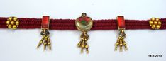 Vintage antique tribal old 22k Gold Beads necklace choker from Rajasthan India. seven Gold Beads strung together in yarn in traditional style. Beautiful piece, Great for your Jewelry collection. Length- Free size can be adjust by back thread knot. Gross Weight - 19.5 Grams Material - 22k Yellow Gold & original old worn beads. Traditional Red 22k Gold Temple Necklace, Traditional 22k Gold Red Temple Necklace, Traditional Handmade Choker With Round Beads, Traditional Handmade Round Beads Choker, Traditional Adjustable Kundan Necklace For Puja, Traditional Handmade Round Bead Choker, Traditional Red Kundan Necklace Handmade, Red Traditional Temple Necklace With Latkans, Traditional Red Temple Necklace With Latkans