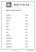 worksheet for the month of the year, with numbers and words on it