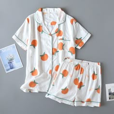 The Spring Printed Shorts 2 Piece Pajamas — Original Pajamas Shorts Pjs, Pajamas Short, Cotton Pajama Shorts, Classic Pajamas, Spring Prints, Shorts Cute, Cute Pajamas, Sleepwear Sets, Collars For Women