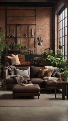 a living room filled with furniture and lots of plants