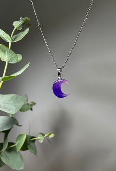 Handmade Purple Moon-shaped Jewelry, Magical Moon Phase Necklace With Round Pendant, Purple Moon Shaped Spiritual Jewelry, Mystical Purple Jewelry With Moon Charm, Magical Moon Phase Necklace, Spiritual Purple Moon Shaped Jewelry, Spiritual Purple Moon-shaped Jewelry, Handmade Purple Resin Necklace, Handmade Purple Crescent Jewelry