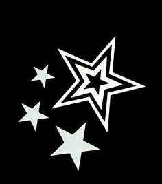 five white stars on a black background