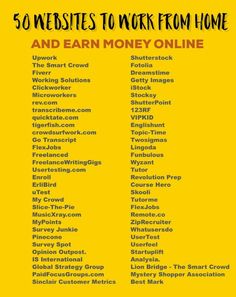 a yellow poster with the words 5 benefits to work from home and earn money online