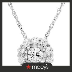 in stock Macy's Diamond Necklace With Round Diamond Accents, Macy's Round Diamond Necklace With Diamond Accents, Macy's Diamond Necklace With Brilliant Cut, Macy's Brilliant Cut Diamond Necklace, Diamond Halo, Halo Diamond, Halo, White Gold, Pendant Necklace